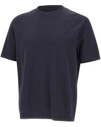 Herno - Tops ,Blauw ,Katoen Jersey Knit Effect T-Shirt - Lyst