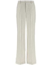 Balmain - Broeken ,Wit ,Leer Nauwsluitende Pinstripe Pantalon Met Rechte Pijpen - Lyst