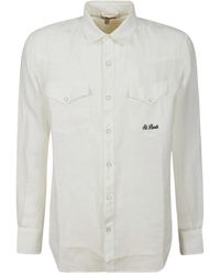 Mc2 Saint Barth - Weißes leinenhemd mit taschen - Lyst