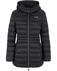 EA7 - Zwarte Hoodie Met Rosagold-Logo - Lyst
