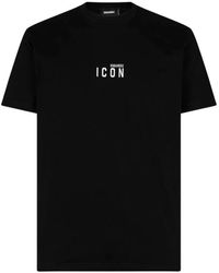 DSquared² - Tops ,Zwart ,Katoen Icon Mini Logo T-Shirt - Lyst
