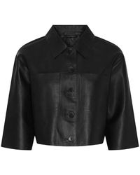 Notyz - Leren Jas Met 3/4-Mouwen En Knoopsluiting - Lyst