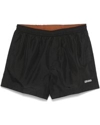 ZEGNA - Schwarze logo-print badehose,blaue logo-print badehose - Lyst
