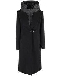 Fay - Jassen ,Zwart ,Zwarte Lange Jas Met Binnenste Bib - Lyst