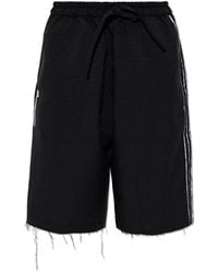 Y-3 - Korte Broeken ,Zwart ,Polyester Sport Uniform Raw Cut 3-Stripes Shorts - Lyst