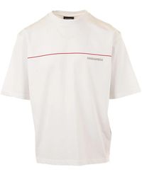 DSquared² - Loose Fit T-Shirt Van Katoenen Jersey Met Streepjesprint - Lyst