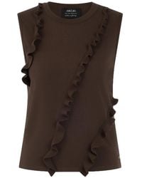 Marc Cain - Tops ,Bruin ,Leer Mouwloze Top - Lyst