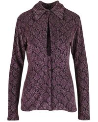 Nineminutes - Overhemden ,Paars ,Metallic Fiber Shirt - Lyst