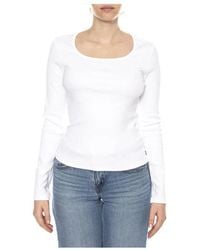 Levi's - Tops ,Wit ,Katoen Essential Sqrd Neck Long Sleeve - Lyst