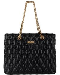 Elisabetta Franchi - Geprägte shopper-tasche mit kettenhenkeln,gepolsterte schwarze schultertasche mit ketten - Lyst
