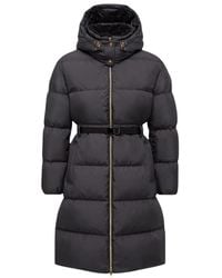 Moncler - Jassen ,Zwart ,Leer Briant Hooded Long Down Jacket - Lyst