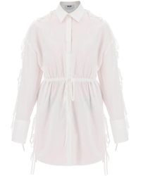 MSGM - Mini abito camicia in popeline di cotone con tagli e fiocchi - Lyst