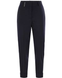Peserico - Virgin Wool Blend Broek Met Sieraden - Lyst