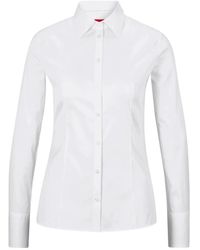 BOSS - Hugo 50416895 The Fitted Shirt 10211515 01 Damen Bluse White Weiss - Lyst