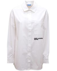 KARL LAGERFELD - Overhemden ,Wit ,Camicia Oversize Jeans Shirt - Lyst