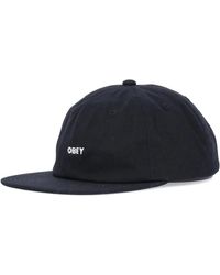 Obey - Zwarte Twill Platte Klep Strapback - Lyst