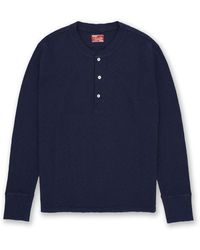 Fortela - Blauer Waffel Henley Pullover - Lyst