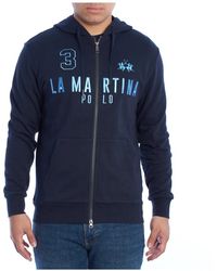 La Martina - Hoodies & Sweatvesten ,Zwart ,Katoen Hooded Zip-Up Sweatshirt - Lyst
