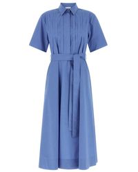 P.A.R.O.S.H. - Kleedjes ,Blauw ,Katoen Canyox 26 Katoen Poplin Midi Jurk - Lyst