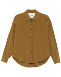 Alysi - Overhemden ,Bruin ,Nylon Silk Shirt - Lyst
