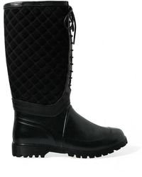 Dolce & Gabbana - Chioggia Rubber Suede Rain Boots Shoes - Lyst