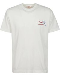 Mc2 Saint Barth - Weiße baumwoll-t-shirt mit roter stickerei - Lyst