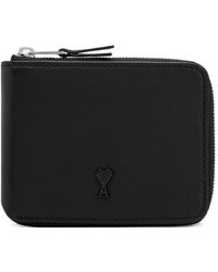 Ami Paris - Accessoires ,Zwart ,Leer Zwarte Leren Portemonnee Stijlvolle Accessoires - Lyst