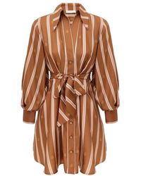 Zimmermann - Kleedjes ,Bruin ,Emblem Tuck Mini Dress - Lyst