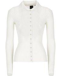 Pinko - Camisa blanca de lurex con cuello - Lyst