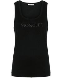 Moncler - Schwarzes ärmelloses top mit gesticktem logo - Lyst