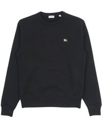 Burberry - Hoodies & Sweatvesten ,Zwart ,Katoen Geborduurd Logo Katoenen Sweatshirt - Lyst