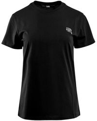 KARL LAGERFELD - Tops ,Zwart ,Pailletten Iconic 2.0 T-Shirt Met Ronde Hals - Lyst