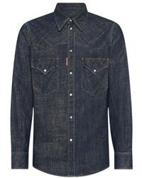 DSquared² - Overhemden ,Blauw ,Denim Denim Overhemden Voor Mannen - Lyst