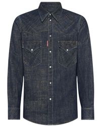DSquared² - Overhemden ,Blauw ,Denim Denim Overhemden Voor Mannen - Lyst