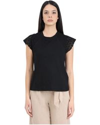 ONLY - Camiseta negra con encaje - Lyst