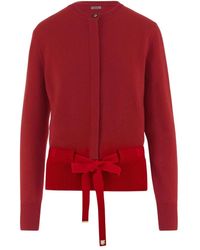 Ferragamo - Truien & Vesten ,Rood ,Kasjmier Cashmere Cardigan Met Logo - Lyst