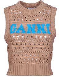 Ganni - Round-Neck Knitwear - Lyst