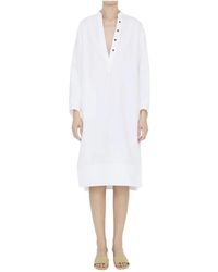 Khaite - Vestido blanco de algodón italiano con botones - Lyst