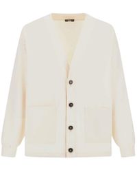 Herno - Truien & Vesten ,Wit ,Katoen Boxy Katoenen Cardigan Met V-Hals - Lyst