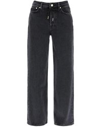 Ganni - Lockere jeans mit kordelzug in schwarzem denim - Lyst