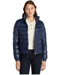 Tommy Hilfiger - Jassen ,Blauw ,Nylon Lichtgewicht Glanzende Pufferjas Met Dons - Lyst