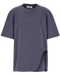 The Attico - Lila baumwoll-t-shirt mit besticktem logo - Lyst