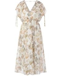 Marc Cain - Kleedjes ,Veelkleurig ,Katoen Tailored Midi Jurk - Lyst