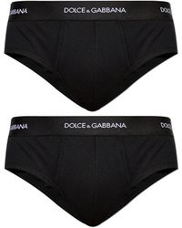 Dolce & Gabbana - Ondergoed ,Zwart ,Katoen 2-Pack Slips - Lyst
