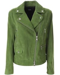 KARL LAGERFELD - Jassen ,Groen ,Suède Suède Leren Bikerjack - Lyst