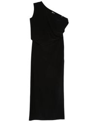 Norma Kamali - Kleedjes ,Zwart ,Polyester Halter Lange Jurk - Lyst