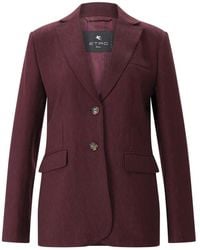 Etro - Jassen ,Rood ,Wol Enkelrij Broek Met Paisley-Print - Lyst