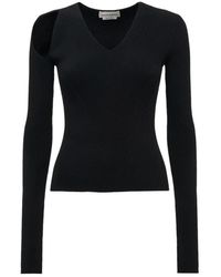 McQueen - Schwarzer v-ausschnitt pullover mit aussparung - Lyst