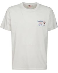 Mc2 Saint Barth - Portofino weiße baumwoll-t-shirt mit druck - Lyst