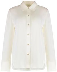 Vince - Stretch-Zijde Blouse Met Knoopsluiting - Lyst